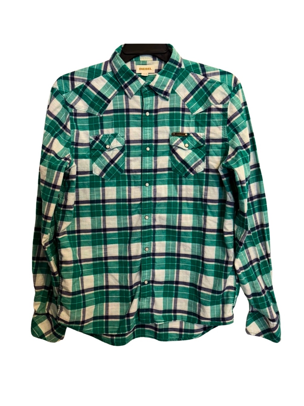 Diesel Western Pearl Snap Button Plaid Shirt XL